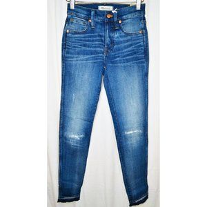 Madewell 9” High Rise Skinny Jeans Rip and Repair Edition Distressed Denim W 23